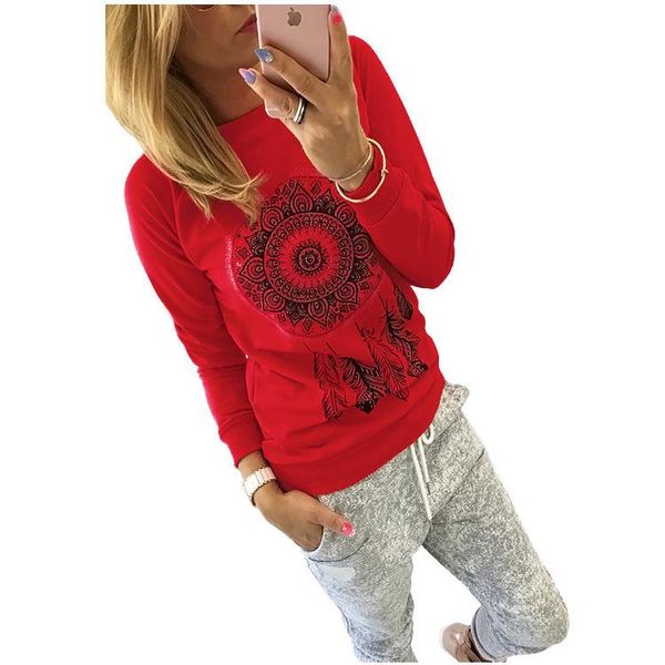 women's t-shirt donsignet fashion spring and autumn round neck pullover solid color ethnic style printing long sleeves, White
women's t-shirt donsignet fashion spring and autumn round neck pullover solid color ethnic style printing long sleeves, White