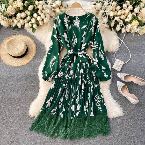 dresses spring autumn women lace patchwork floral pleated dress elegant round neck puff long sleeve draped slim vestidos female fashion, Black;gray
dresses spring autumn women lace patchwork floral pleated dress elegant round neck puff long sleeve draped slim vestidos female fashion, Black;gray