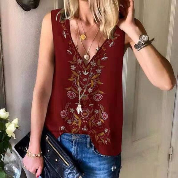 women's blouses & shirts v-neck women sleeveless summer blouse vintage printed loose pollover ladies 2021 casual femme streetwear, White
women's blouses & shirts v-neck women sleeveless summer blouse vintage printed loose pollover ladies 2021 casual femme streetwear, White