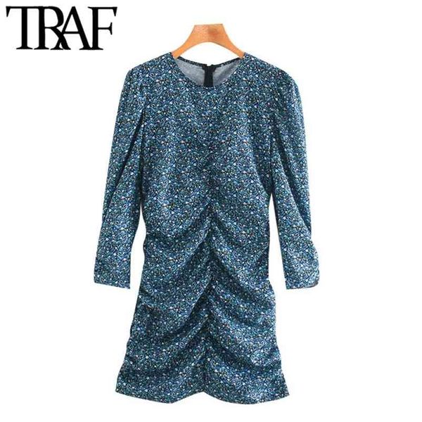 women chic fashion floral print pleated mini dress vintage three quarter sleeve back zipper female dresses mujer 210507, Black;gray
women chic fashion floral print pleated mini dress vintage three quarter sleeve back zipper female dresses mujer 210507, Black;gray