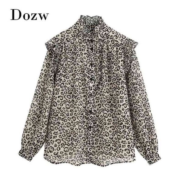 women fashion leopard print ruffled blouses vintage long sleeve chiffon blouse shirt see through ladies chic 210515, White
women fashion leopard print ruffled blouses vintage long sleeve chiffon blouse shirt see through ladies chic 210515, White