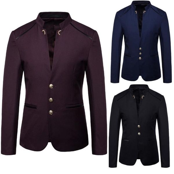 men's suits & blazers slim formal business suit coat button stand collar long sleeve pockets work wedding wear mens blazer, White;black
men's suits & blazers slim formal business suit coat button stand collar long sleeve pockets work wedding wear mens blazer, White;black