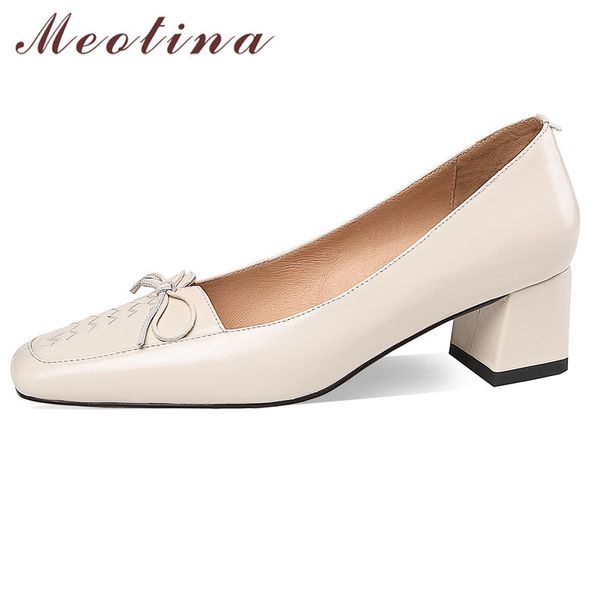 meotina bow genuine leather high heel shoes cow leather square toe pumps ladies slip on thick heels footwear dress shoes 34-42 210520, Black
meotina bow genuine leather high heel shoes cow leather square toe pumps ladies slip on thick heels footwear dress shoes 34-42 210520, Black