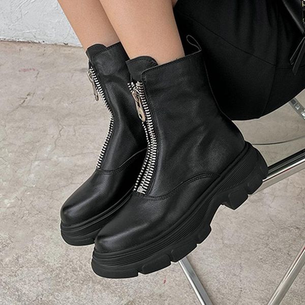 boots zippers women ankle genuine leather vintage chunky heels platform for winter working casual shoes woman, Black
boots zippers women ankle genuine leather vintage chunky heels platform for winter working casual shoes woman, Black