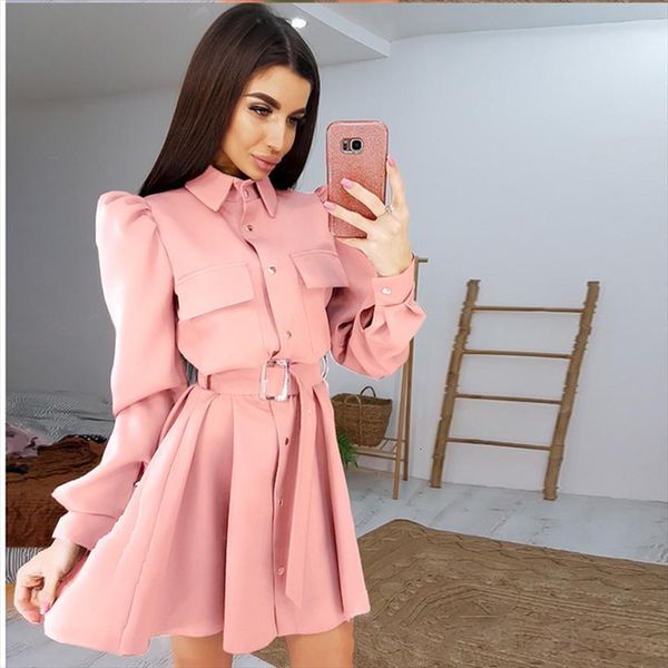 Sexy Puff Sleeve Belt Women Dresses A Line Party Long Turn Down Collar Office Fashion Autumn Winter Mini, Black;gray
Sexy Puff Sleeve Belt Women Dresses A Line Party Long Turn Down Collar Office Fashion Autumn Winter Mini, Black;gray