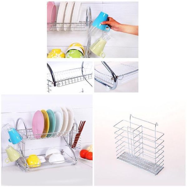hooks & rails large dish drying rack cup drainer 2-tier strainer holder tray stainless steel kitchen accessories
hooks & rails large dish drying rack cup drainer 2-tier strainer holder tray stainless steel kitchen accessories