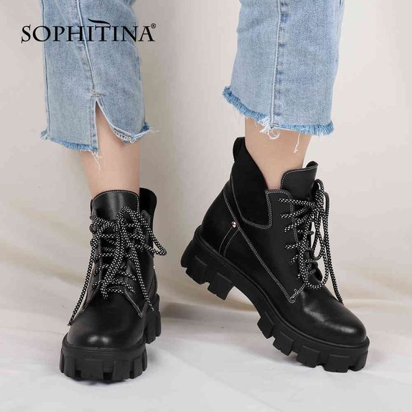 sophitina ankle boots for women lace up platform black bootie fashion shoes for girls pc812 210513
sophitina ankle boots for women lace up platform black bootie fashion shoes for girls pc812 210513