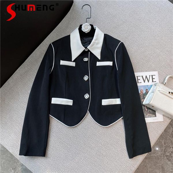 women's suits & blazers fall 2021 french retro goddess black and white contrast color satin rhinestone square buckle blazer suit for wo, White;black
women's suits & blazers fall 2021 french retro goddess black and white contrast color satin rhinestone square buckle blazer suit for wo, White;black