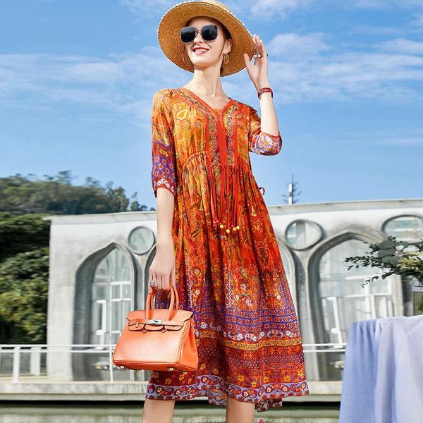 spring summer silk midi dresses 4xl plus size three quarter sleeve women elegant loose bodycon party vestidos l20 casual, Black;gray
spring summer silk midi dresses 4xl plus size three quarter sleeve women elegant loose bodycon party vestidos l20 casual, Black;gray