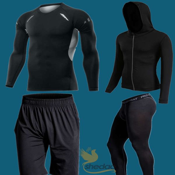 tracksuits piece men's four pro sportswear set running training t-shirt basketball tight long sleeve quick dry pants, Gray
tracksuits piece men's four pro sportswear set running training t-shirt basketball tight long sleeve quick dry pants, Gray