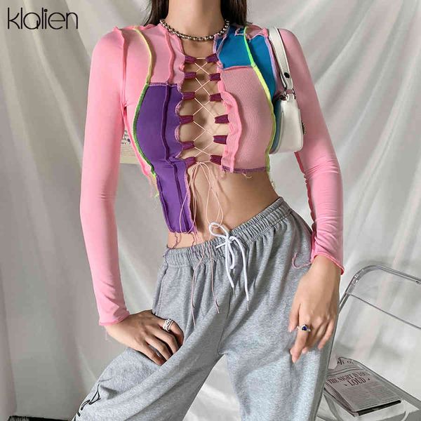 t shirt autumn fashion patchwork hollow out bandage female t-shirt long sleeve rib knitted slim stretch t shirt women, White
t shirt autumn fashion patchwork hollow out bandage female t-shirt long sleeve rib knitted slim stretch t shirt women, White
