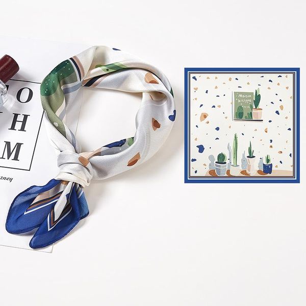 scarves cactus small square women's print silk scarf bandana 53*53cm, Blue;gray
scarves cactus small square women's print silk scarf bandana 53*53cm, Blue;gray