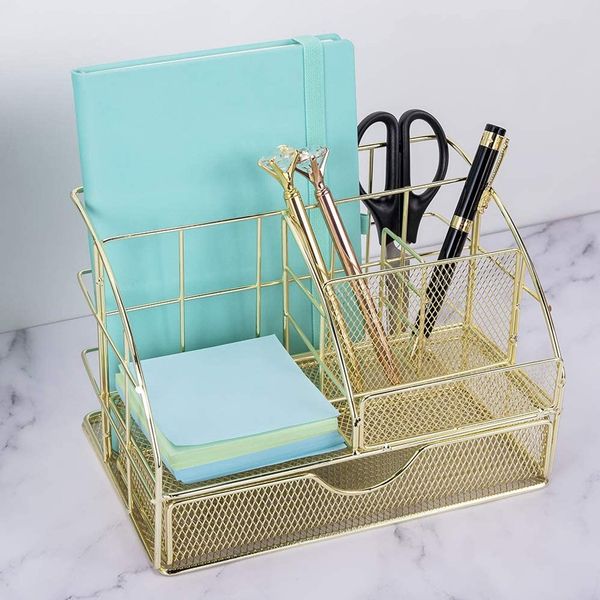 Rose Gold and Gold Mesh Desk Organizer Pen Holder Storage Caddy Mesh Office Supplies Accessories with Drawer Office Supplies
Rose Gold and Gold Mesh Desk Organizer Pen Holder Storage Caddy Mesh Office Supplies Accessories with Drawer Office Supplies