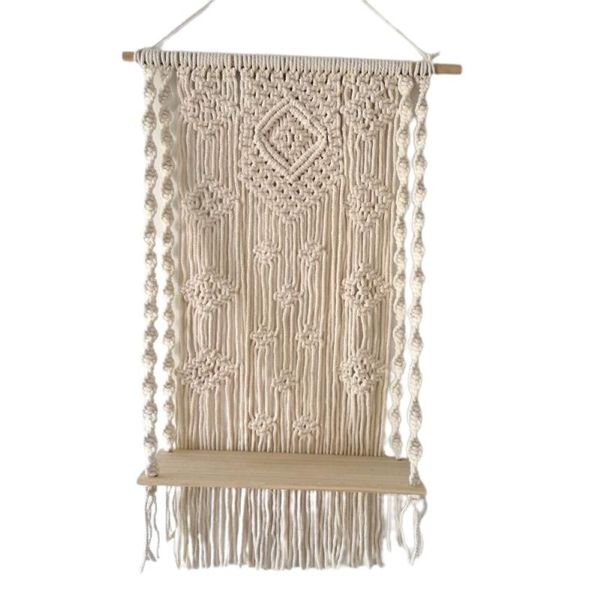 tapestries creative bohemian macrame tapestry rack hand-woven wall hanging flower storage wooden shelf room decor gift
tapestries creative bohemian macrame tapestry rack hand-woven wall hanging flower storage wooden shelf room decor gift