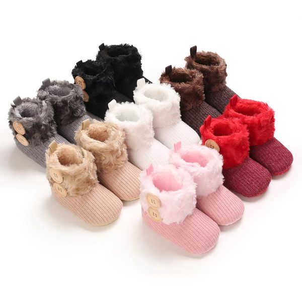 boots winter baby fluffy buttons warm and comfortable soft cotton 0-18 months born for toddlers, Black;grey 
boots winter baby fluffy buttons warm and comfortable soft cotton 0-18 months born for toddlers, Black;grey