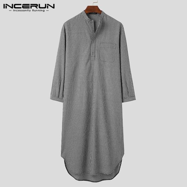 long sleeve stand collar nightgown lattice loose pockets sleep robes incerun men plaid bathrobes leisure buttons homewear 5xl 7, Black;brown
long sleeve stand collar nightgown lattice loose pockets sleep robes incerun men plaid bathrobes leisure buttons homewear 5xl 7, Black;brown
