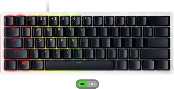 huntsman mini 60% gaming keyboard + phantom keycap upgrade set bundle: mercury white/liner optical - black
huntsman mini 60% gaming keyboard + phantom keycap upgrade set bundle: mercury white/liner optical - black