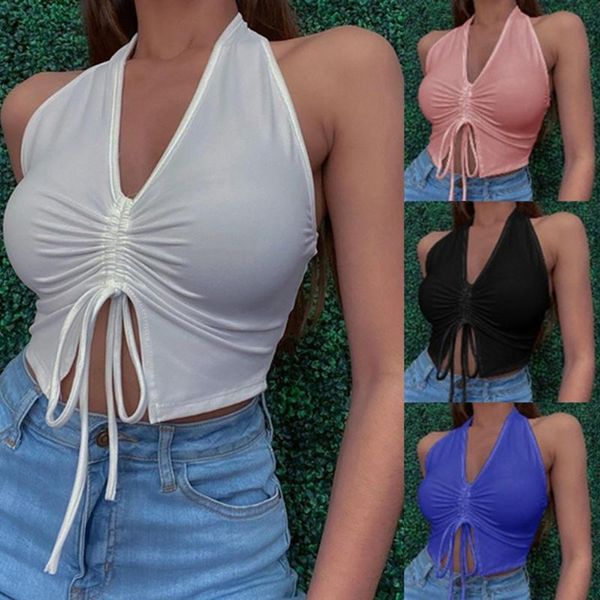 women's tanks & camis 2021 fashion women lace up halter tank sleeveless drawstring slim fit crop club summer streetwear, White
women's tanks & camis 2021 fashion women lace up halter tank sleeveless drawstring slim fit crop club summer streetwear, White
