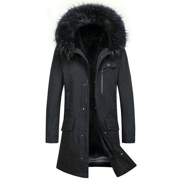 men's leather & faux real fur coat men liner raccoon collar hooded parka warm natural plus size winter sp18d2651e yy815, Black
men's leather & faux real fur coat men liner raccoon collar hooded parka warm natural plus size winter sp18d2651e yy815, Black