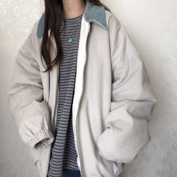 women's jackets mid-length windbreaker women 2021 winter autumn corduroy jacket thicked lapel large size loose casual coat female stree, Black;brown
women's jackets mid-length windbreaker women 2021 winter autumn corduroy jacket thicked lapel large size loose casual coat female stree, Black;brown