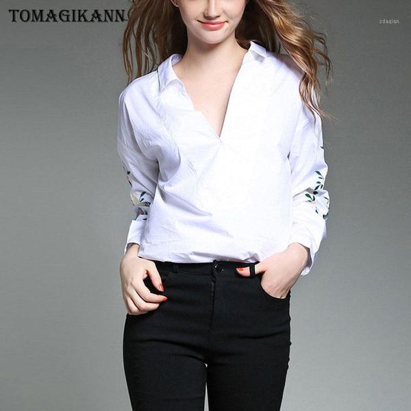 women's blouses & shirts 2021 autumn office lady leaf flower embroidery v neck blouse feminine brief long sleeve blusas femininas cami, White
women's blouses & shirts 2021 autumn office lady leaf flower embroidery v neck blouse feminine brief long sleeve blusas femininas cami, White