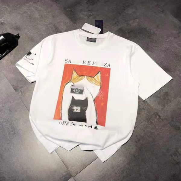 21 summer new feijia stamping kitten printing theme men's and women's same relaxed fashion t-shirt leisure short sleeve women, White
21 summer new feijia stamping kitten printing theme men's and women's same relaxed fashion t-shirt leisure short sleeve women, White