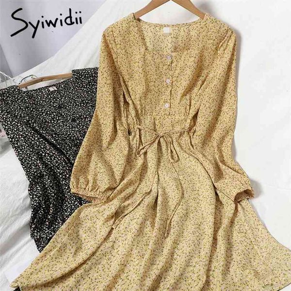 fashion floral print high waist dresses women puff sleeve bow lace up square collar a-line clothing summer korean 210607, Black;gray
fashion floral print high waist dresses women puff sleeve bow lace up square collar a-line clothing summer korean 210607, Black;gray