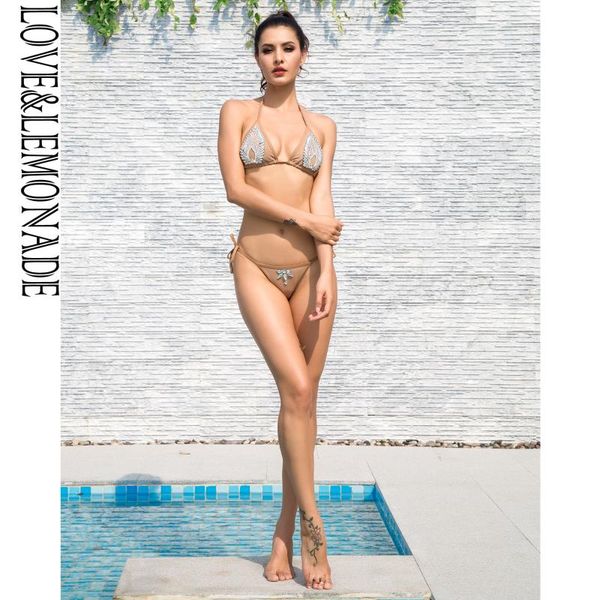 & lemonade two-pieces mesh rhinestone jewelry beach bikini lm1289 women's swimwear, White;black
& lemonade two-pieces mesh rhinestone jewelry beach bikini lm1289 women's swimwear, White;black