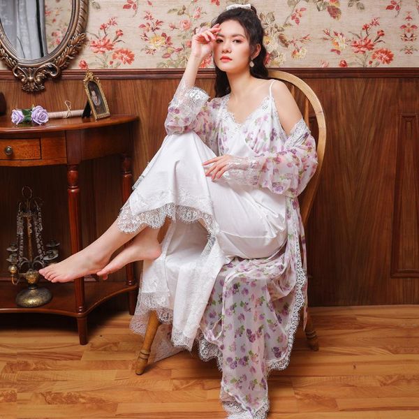 female long sleeve robe two piece suit women's cotton suspender nightdress sweet princess style printed pajamas home dress sleepwear, Black;red
female long sleeve robe two piece suit women's cotton suspender nightdress sweet princess style printed pajamas home dress sleepwear, Black;red