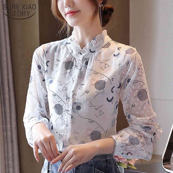 autumn korean all-match long sleeve shirt ol floral chiffon blouses women stand collar printed woman's shirts 10742 210508, White
autumn korean all-match long sleeve shirt ol floral chiffon blouses women stand collar printed woman's shirts 10742 210508, White