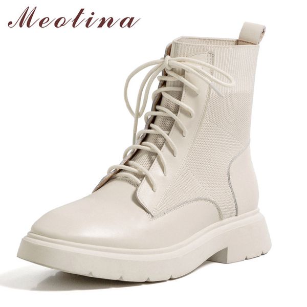 meotina women short boots shoes genuine leather platform flat ankle boots cross tied motorcycle boots lady autumn beige black 210520
meotina women short boots shoes genuine leather platform flat ankle boots cross tied motorcycle boots lady autumn beige black 210520