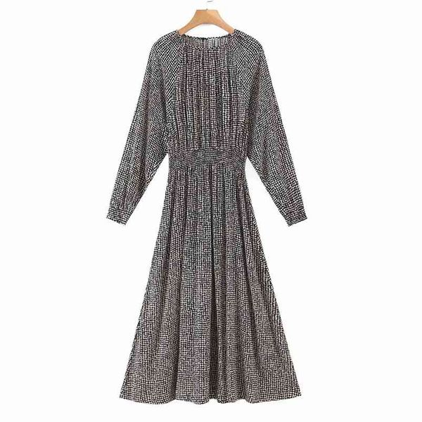 women summer vintage dress long sleeve o-neck elastic waist print female elegant fashion mid-calf dresses vestidos 210513, Black;gray
women summer vintage dress long sleeve o-neck elastic waist print female elegant fashion mid-calf dresses vestidos 210513, Black;gray