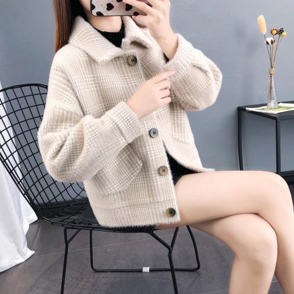 women's jackets mink cashmere short jacket spring and autumn 2021 loose sweater for knitted cardigan, Black;brown
women's jackets mink cashmere short jacket spring and autumn 2021 loose sweater for knitted cardigan, Black;brown