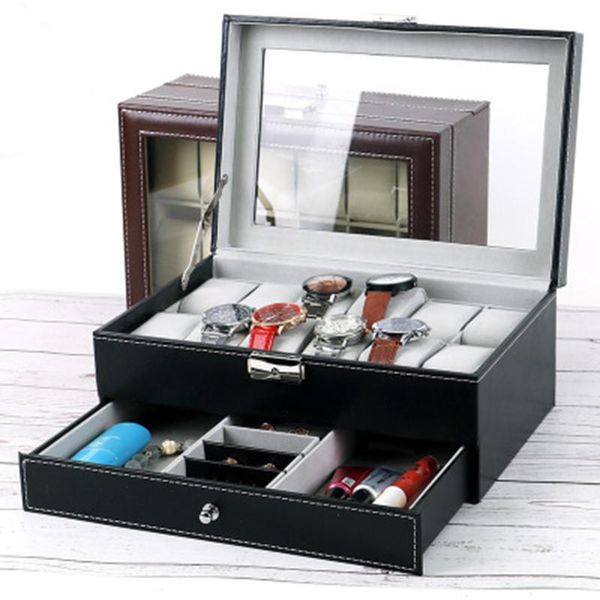 watch boxes & cases men box 12 grids luxury fashion black/brown color leather with jewelry holder, Black;blue
watch boxes & cases men box 12 grids luxury fashion black/brown color leather with jewelry holder, Black;blue