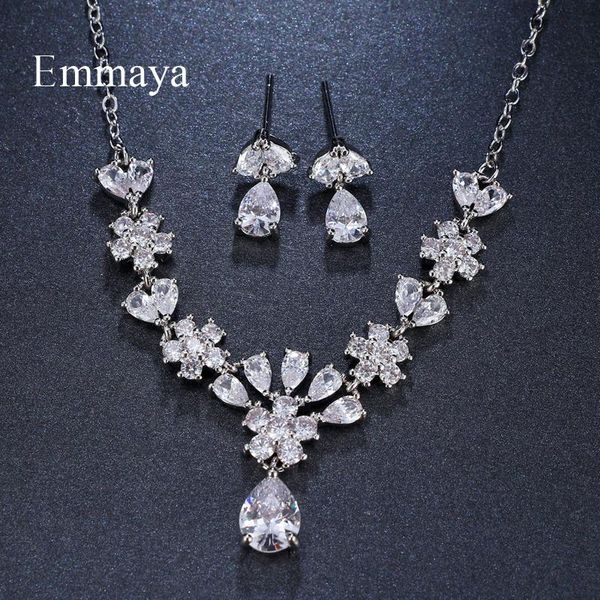 earrings & necklace emmaya simple cubic zircon adjustable crystal set for women elegance bride jewelry gift, Silver
earrings & necklace emmaya simple cubic zircon adjustable crystal set for women elegance bride jewelry gift, Silver