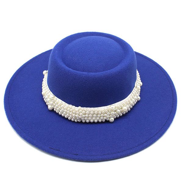 pearl ribbon wide brim felt fedora hat for women autumn winter round jazz caps bowler elegant lady church wedding hats, Blue;gray
pearl ribbon wide brim felt fedora hat for women autumn winter round jazz caps bowler elegant lady church wedding hats, Blue;gray
