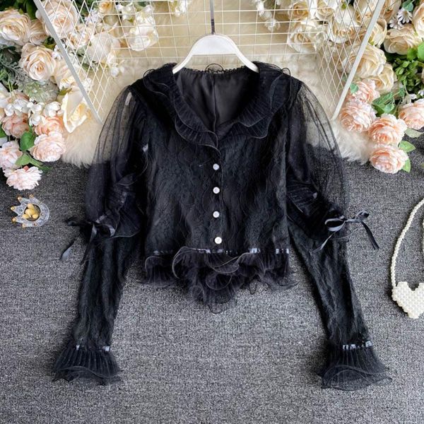 women's blouses & shirts 2021 spring autumn women perspective embroidery lace elegant female white v neck puff sleeve ruffle blusa
women's blouses & shirts 2021 spring autumn women perspective embroidery lace elegant female white v neck puff sleeve ruffle blusa