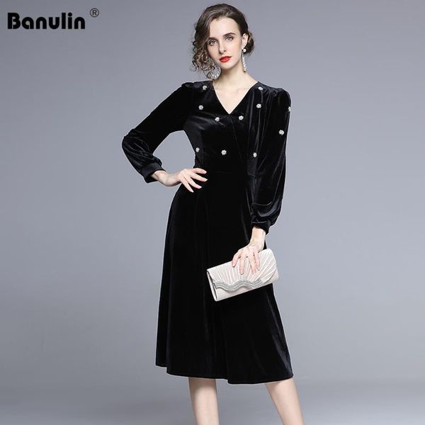 autumn runway women luxury beading velvet dress festa puff sleeve elegant office party robe femme vintage designer vestidos casual dresses, Black;gray
autumn runway women luxury beading velvet dress festa puff sleeve elegant office party robe femme vintage designer vestidos casual dresses, Black;gray