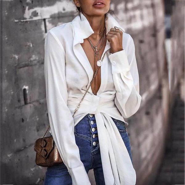 deep v neck white womens shirts lace up autumn winter chic streetstyle ladies
deep v neck white womens shirts lace up autumn winter chic streetstyle ladies