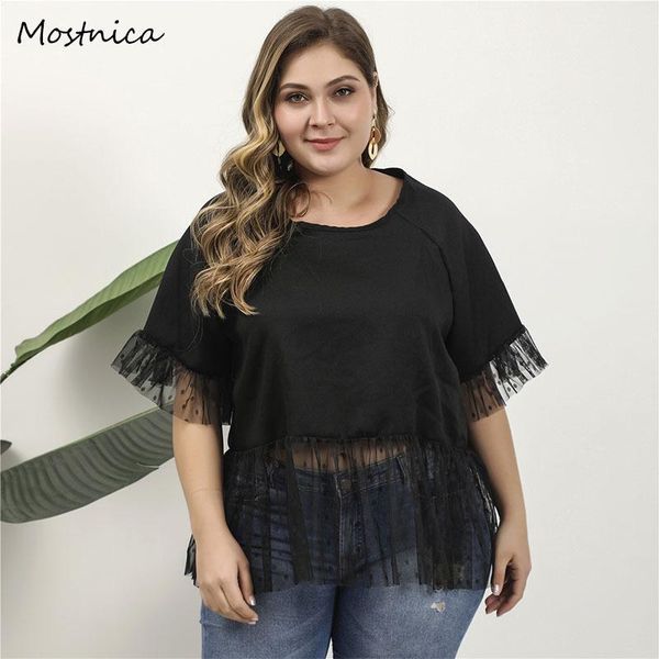 black lace patchwork woman blouses with ruffles office female oversized shirts european cloth vintage eu size 44 46 48 women's &, White
black lace patchwork woman blouses with ruffles office female oversized shirts european cloth vintage eu size 44 46 48 women's &, White