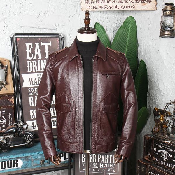 men's leather & faux american jacket lapel short slim oil wax layer cowhide amekaji, Black
men's leather & faux american jacket lapel short slim oil wax layer cowhide amekaji, Black