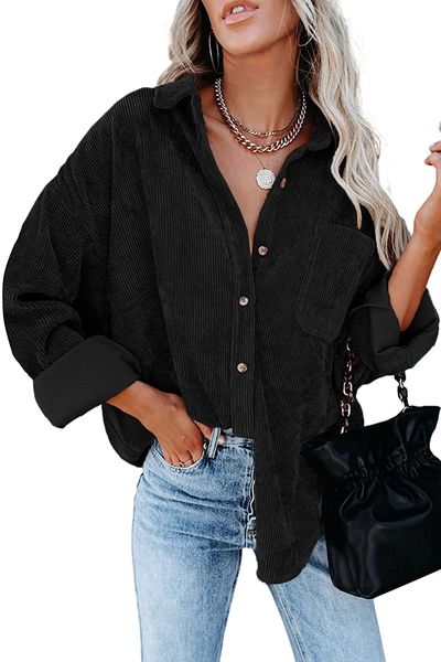 magritta womens corduroy shirts button down long sleeve collared v neck oversized blouses with pockets, White
magritta womens corduroy shirts button down long sleeve collared v neck oversized blouses with pockets, White