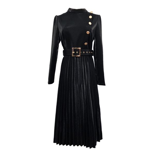 black empire stand collar long sleeve pleated ruch midi evening paty dress winter green solid sash button d1464 210514, Black;gray
black empire stand collar long sleeve pleated ruch midi evening paty dress winter green solid sash button d1464 210514, Black;gray
