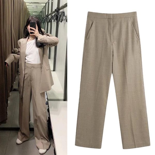 women's pants & capris spring costume solid color mid-waist vertical simple wide leg trouser suits office commuting, Black;white
women's pants & capris spring costume solid color mid-waist vertical simple wide leg trouser suits office commuting, Black;white
