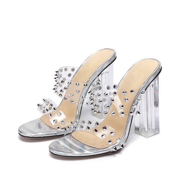 summer 2021 pvc rivet fashion women sandals peep toe perspex heel high heels dress lady shoes size 35-42 slippers, Black
summer 2021 pvc rivet fashion women sandals peep toe perspex heel high heels dress lady shoes size 35-42 slippers, Black