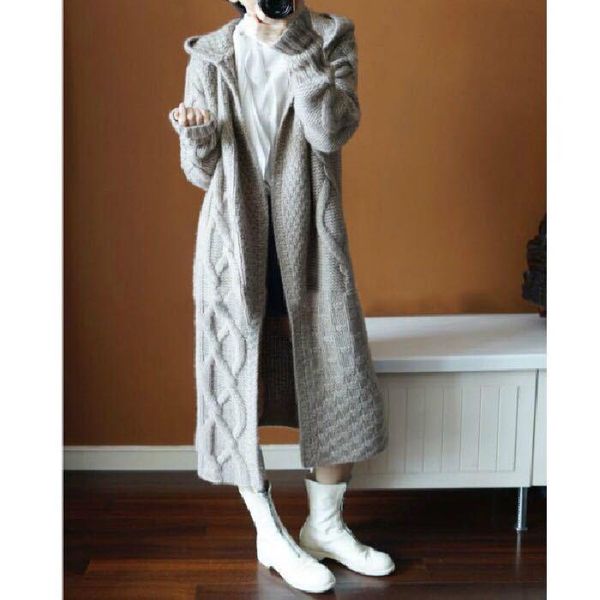 autumn winter sweater women 2021 coat women's mid-length wide loose twist thick black knits & tees, White
autumn winter sweater women 2021 coat women's mid-length wide loose twist thick black knits & tees, White