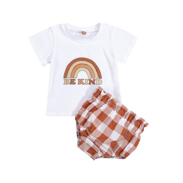 clothing sets 0-24m born baby boy girl short sleeve rainbow cotton t-shirt plaid bloomers shorts 2pcs outfits summer clothes set, White
clothing sets 0-24m born baby boy girl short sleeve rainbow cotton t-shirt plaid bloomers shorts 2pcs outfits summer clothes set, White