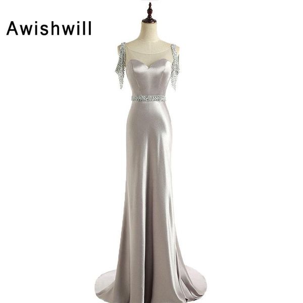 party dresses arrival 2021 long for prom beading shoulders lace-up back elastic satin mermaid evening dress elegant, White;black 
party dresses arrival 2021 long for prom beading shoulders lace-up back elastic satin mermaid evening dress elegant, White;black