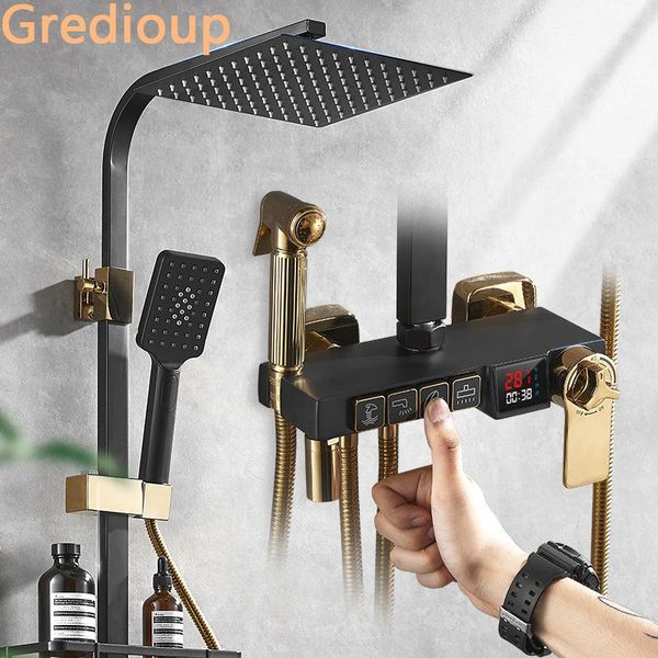digital shower system bathroom wall mount smart thermostatic square spray rainll fall bath faucet modern grifo sets
digital shower system bathroom wall mount smart thermostatic square spray rainll fall bath faucet modern grifo sets