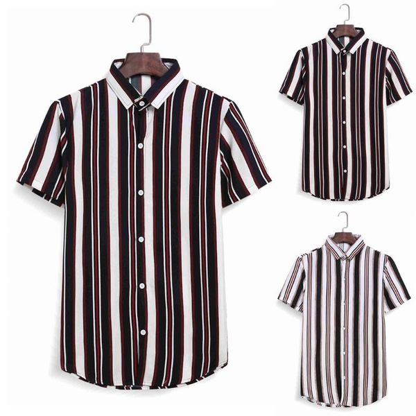 men shirt stripe printing casual for lapel neck streetwear short sleeve 2021 loose tropical hawaiian shirts men's, White;black
men shirt stripe printing casual for lapel neck streetwear short sleeve 2021 loose tropical hawaiian shirts men's, White;black